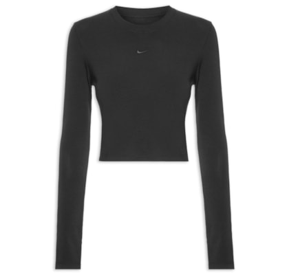 Camiseta Feminina  Nike Sportswear Cropped Chill Knit – Preto