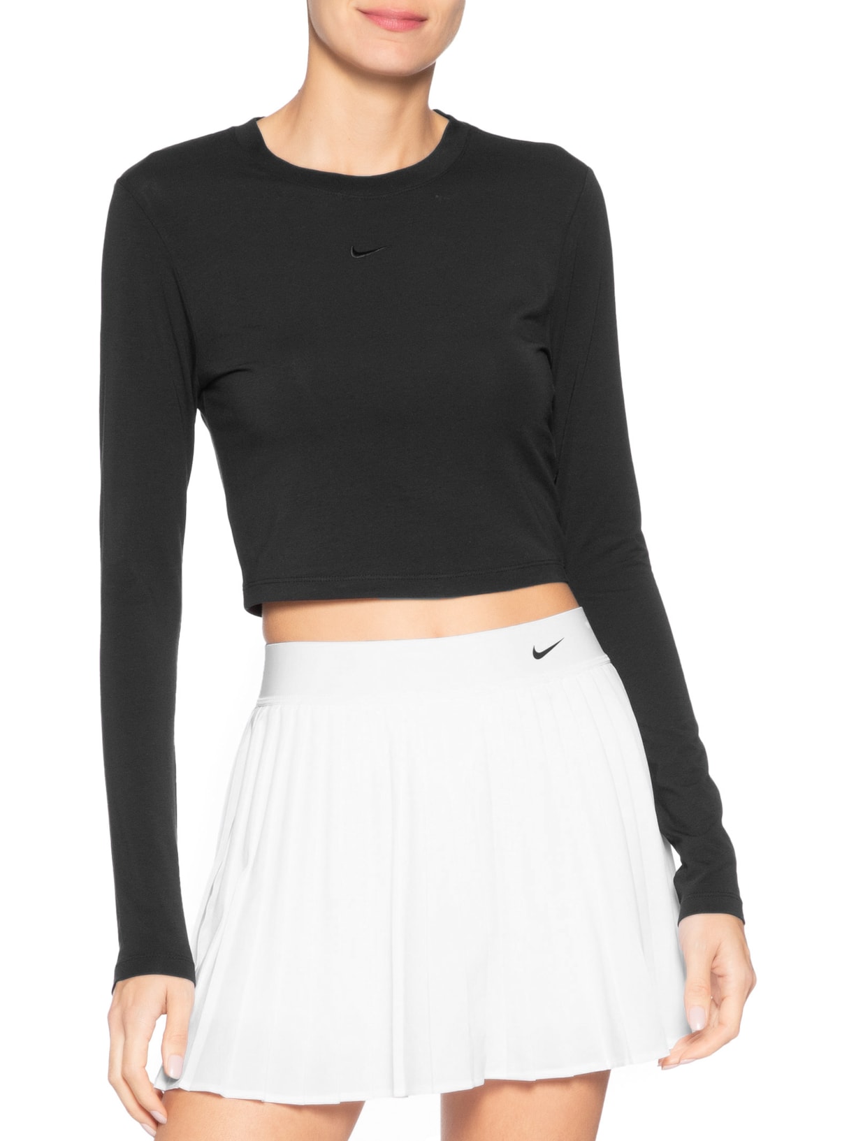 Camiseta Feminina  Nike Sportswear Cropped Chill Knit – Preto Nike