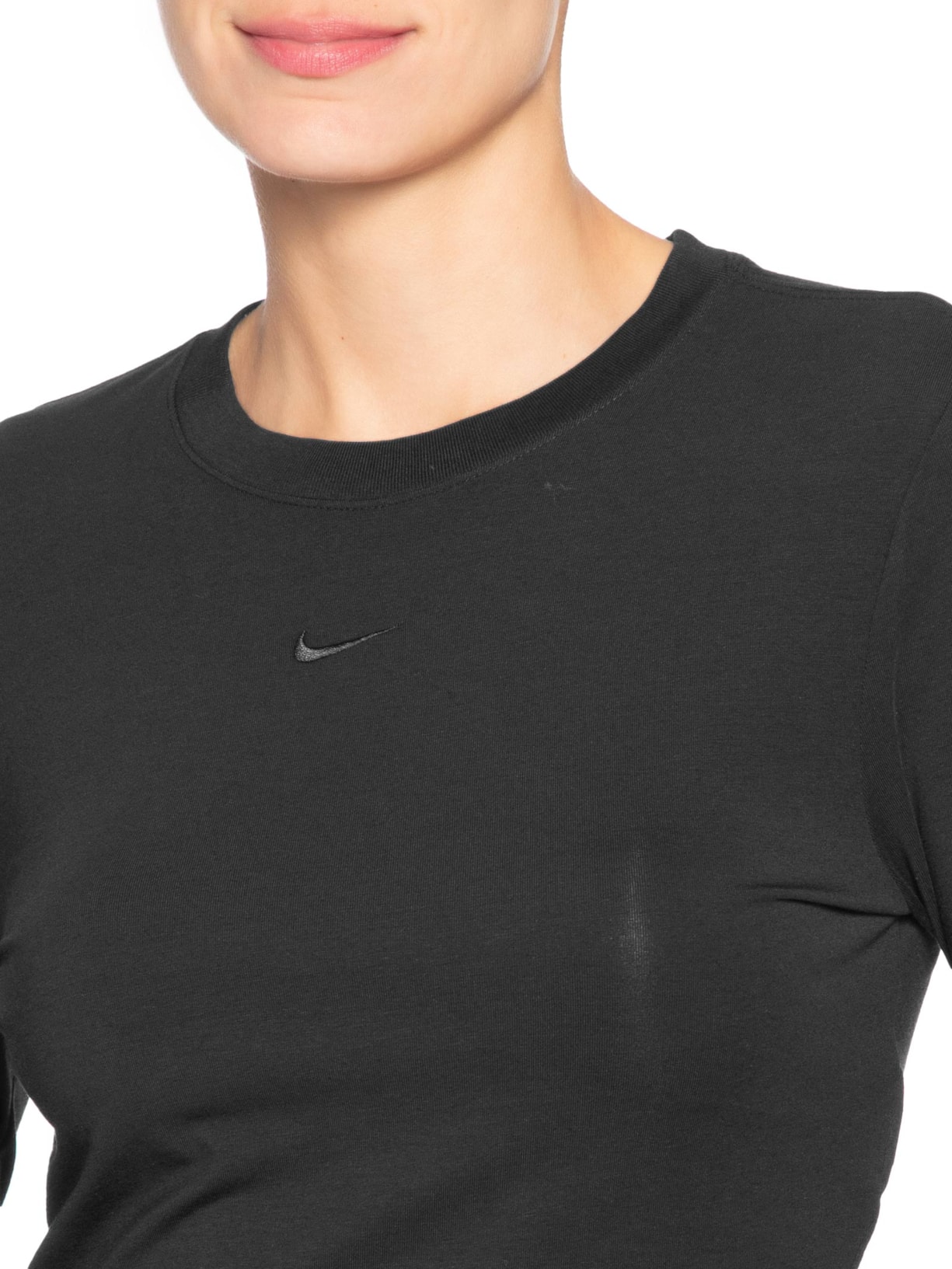 Camiseta Feminina  Nike Sportswear Cropped Chill Knit – Preto Nike