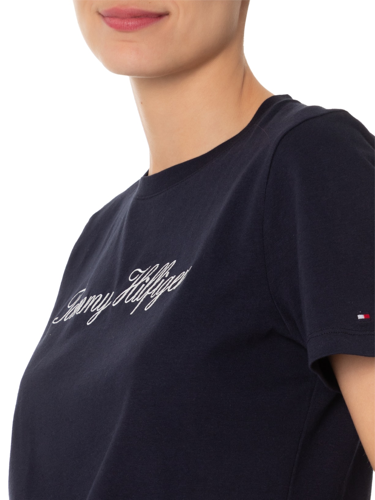 Camiseta Feminina Nos Script Regular Azul Tommy Hilfiger
