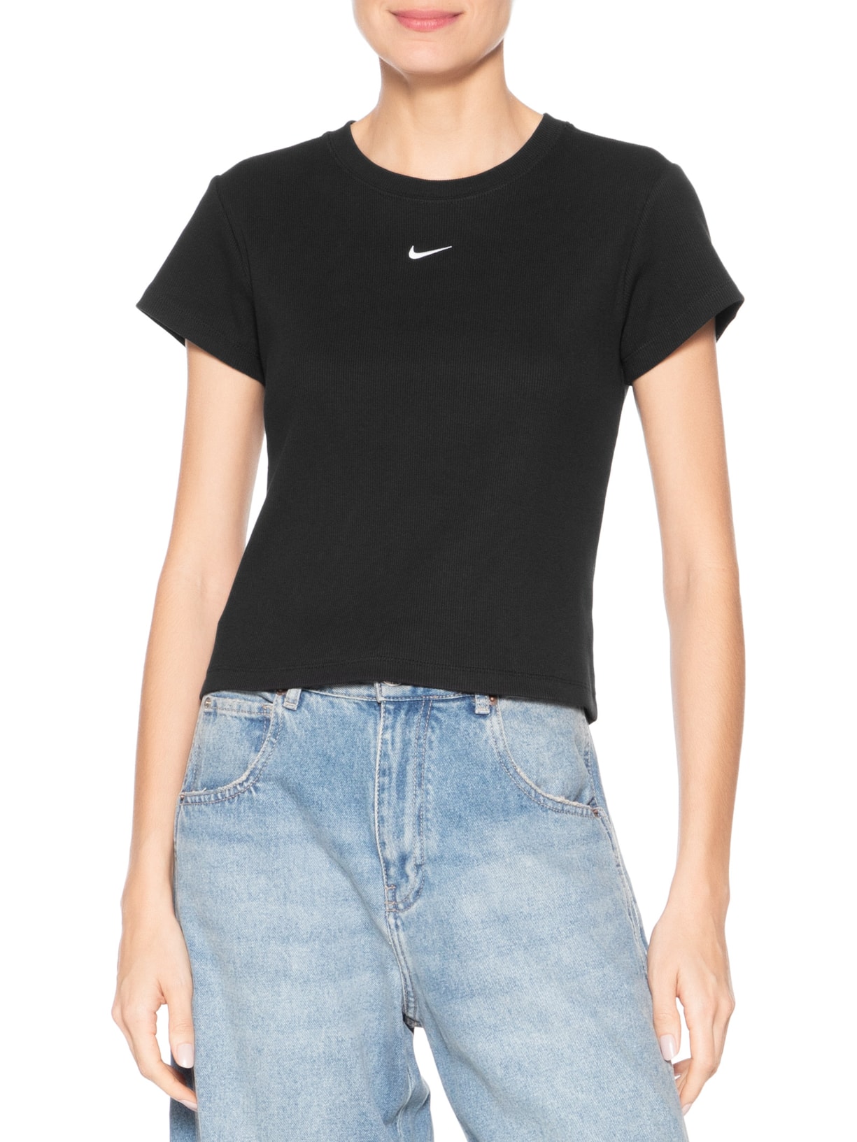 Camiseta Feminina Nsw Rib Tght SS Tee Preto Nike
