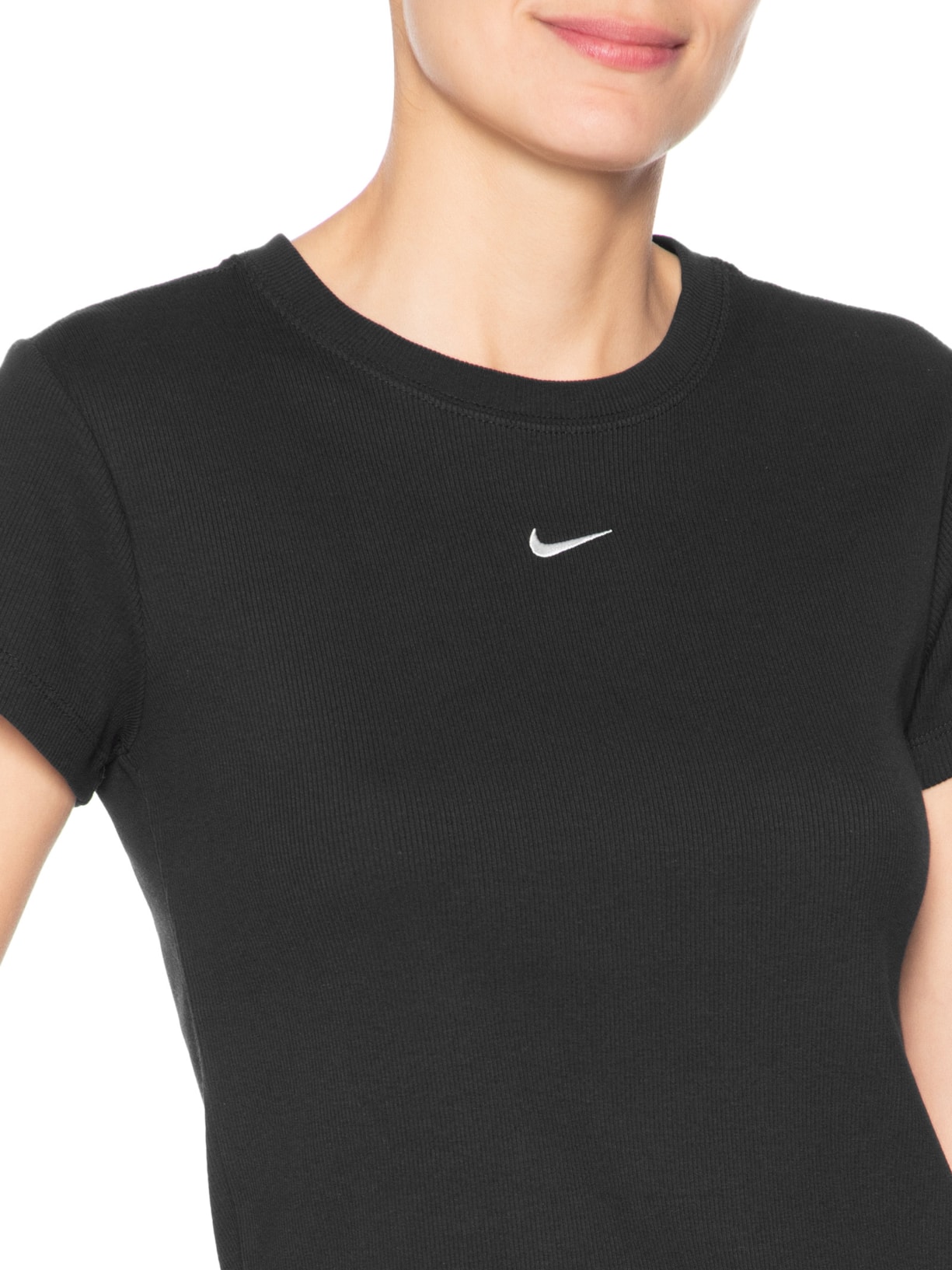 Camiseta Feminina Nsw Rib Tght SS Tee Preto Nike