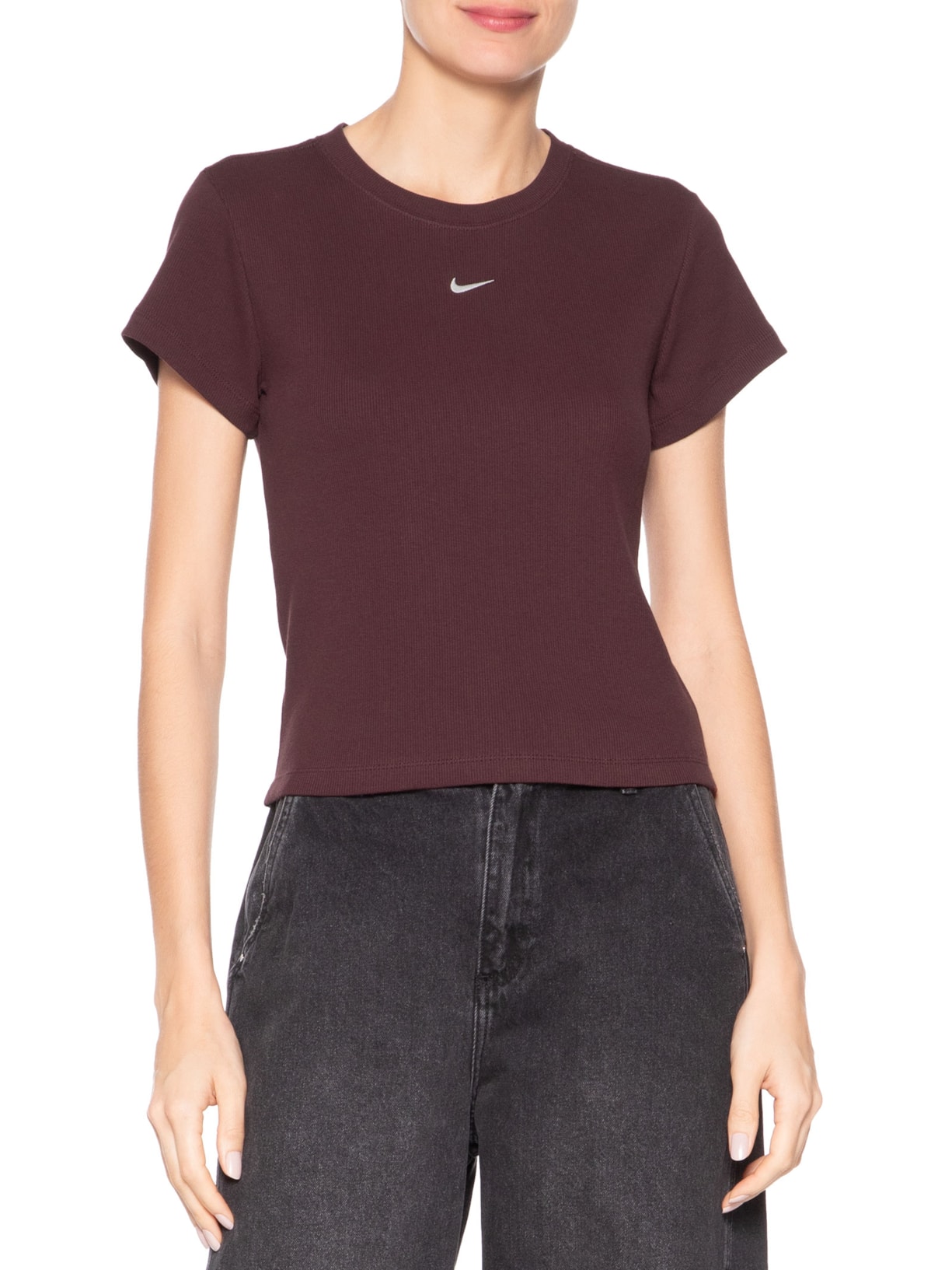 Camiseta Feminina Nsw Rib Tght SS Tee Vinho Nike