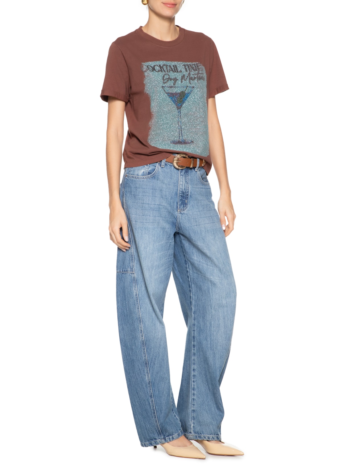 Camiseta Feminina Olivia Marrom Twenty Four Seven