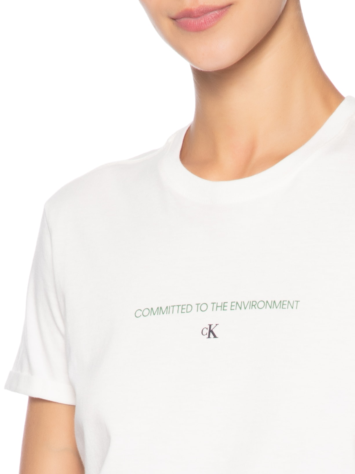 Camiseta Feminina Organic Frase Branco Calvin Klein Jeans