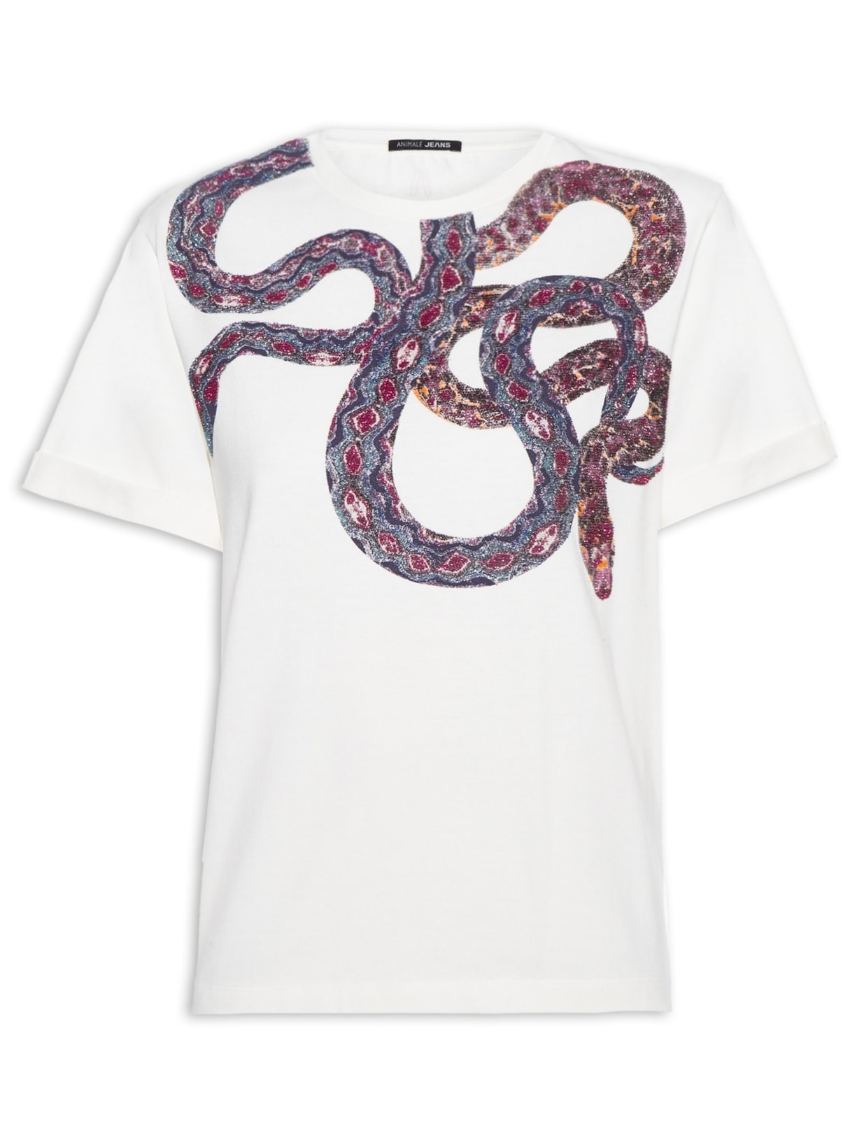 Camiseta Feminina Over Collar Snake Off White Animale Jeans
