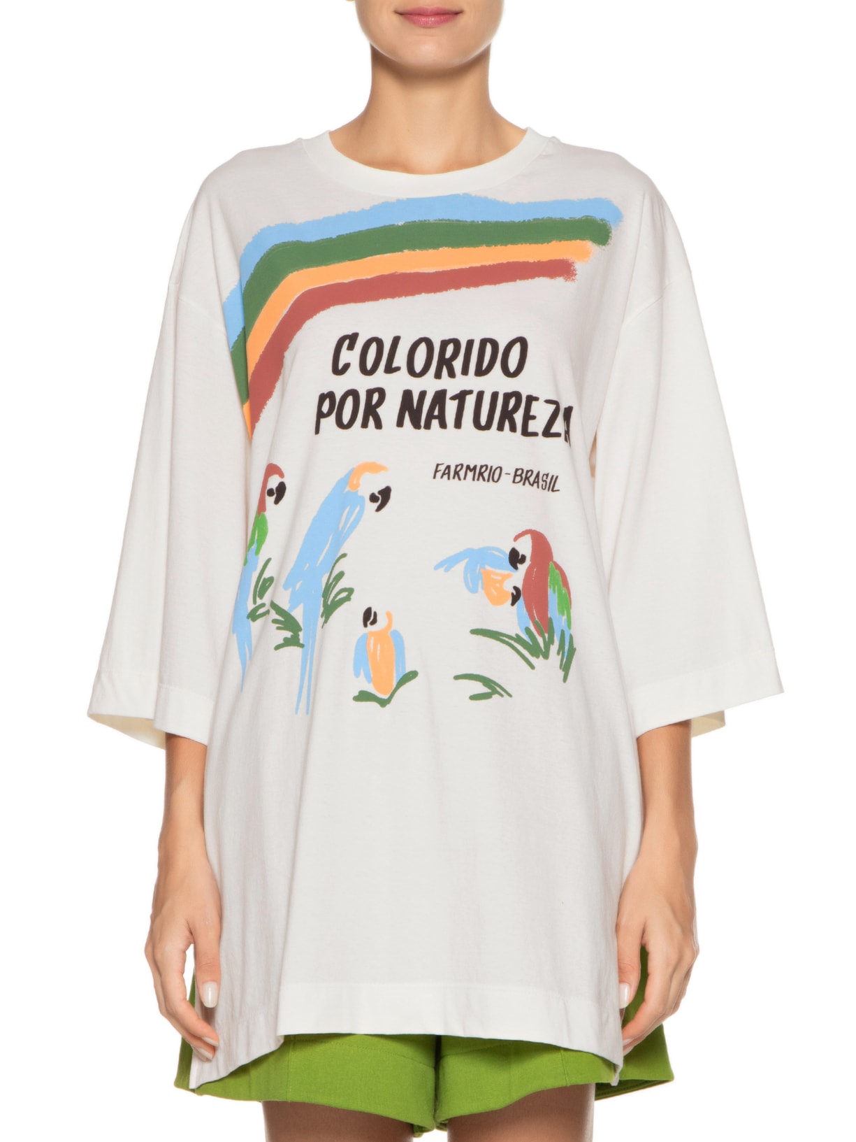 Camiseta Feminina Over Colorido Por Natureza Off White Farm