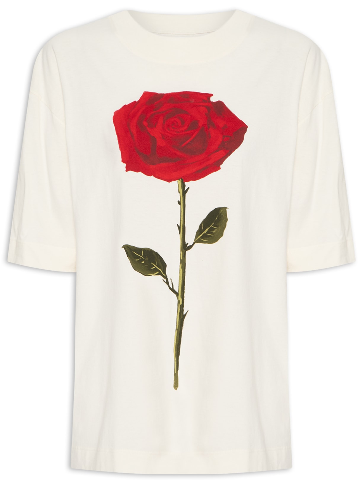 Camiseta Feminina Over Rosa - Off White