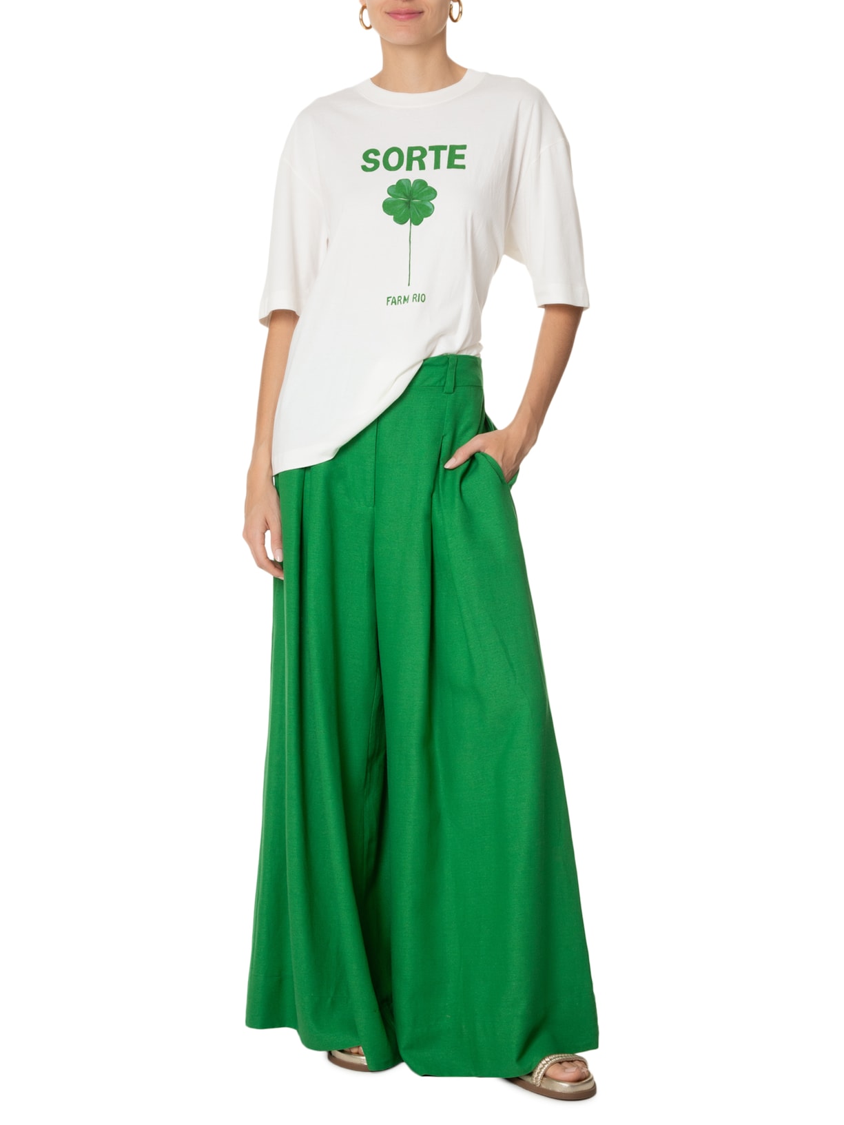 Camiseta Feminina Over Sorte Branco Farm