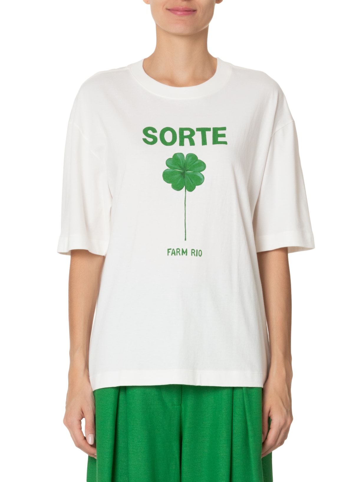Camiseta Feminina Over Sorte Branco Farm