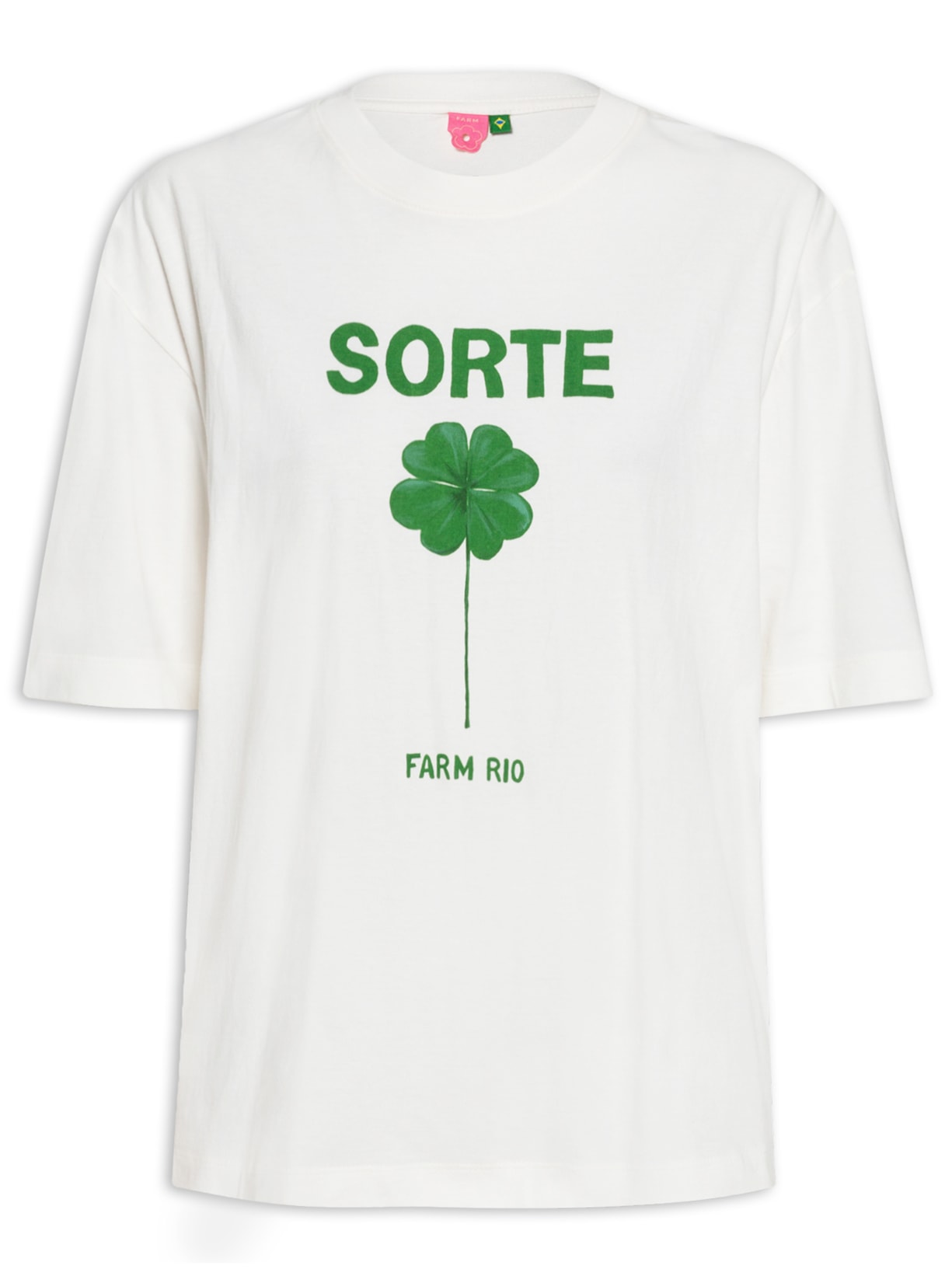 Camiseta Feminina Over Sorte Branco Farm