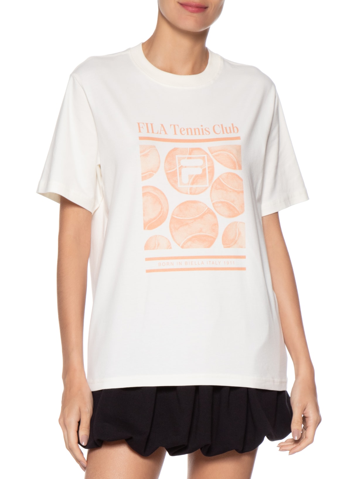 Camiseta Feminina Oversized Letter Branco Fila