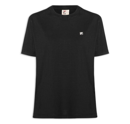 Camiseta Feminina Oversized Letter Graphic - Preto