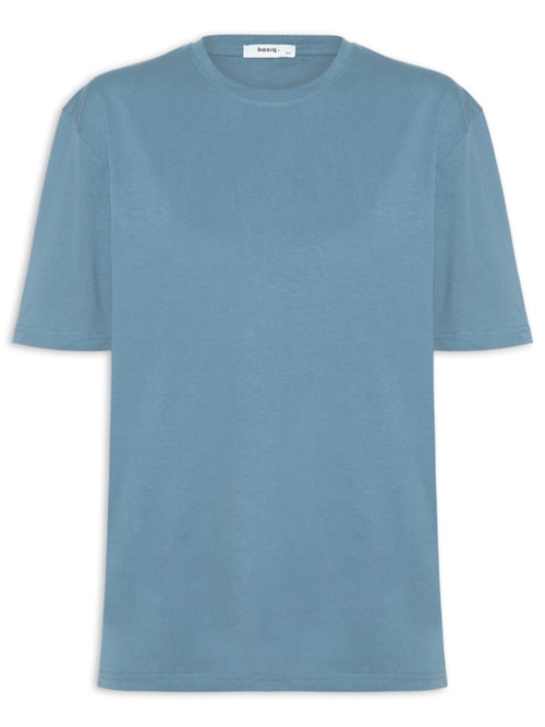 Camiseta Feminina Oversized Manga Curta - Azul
