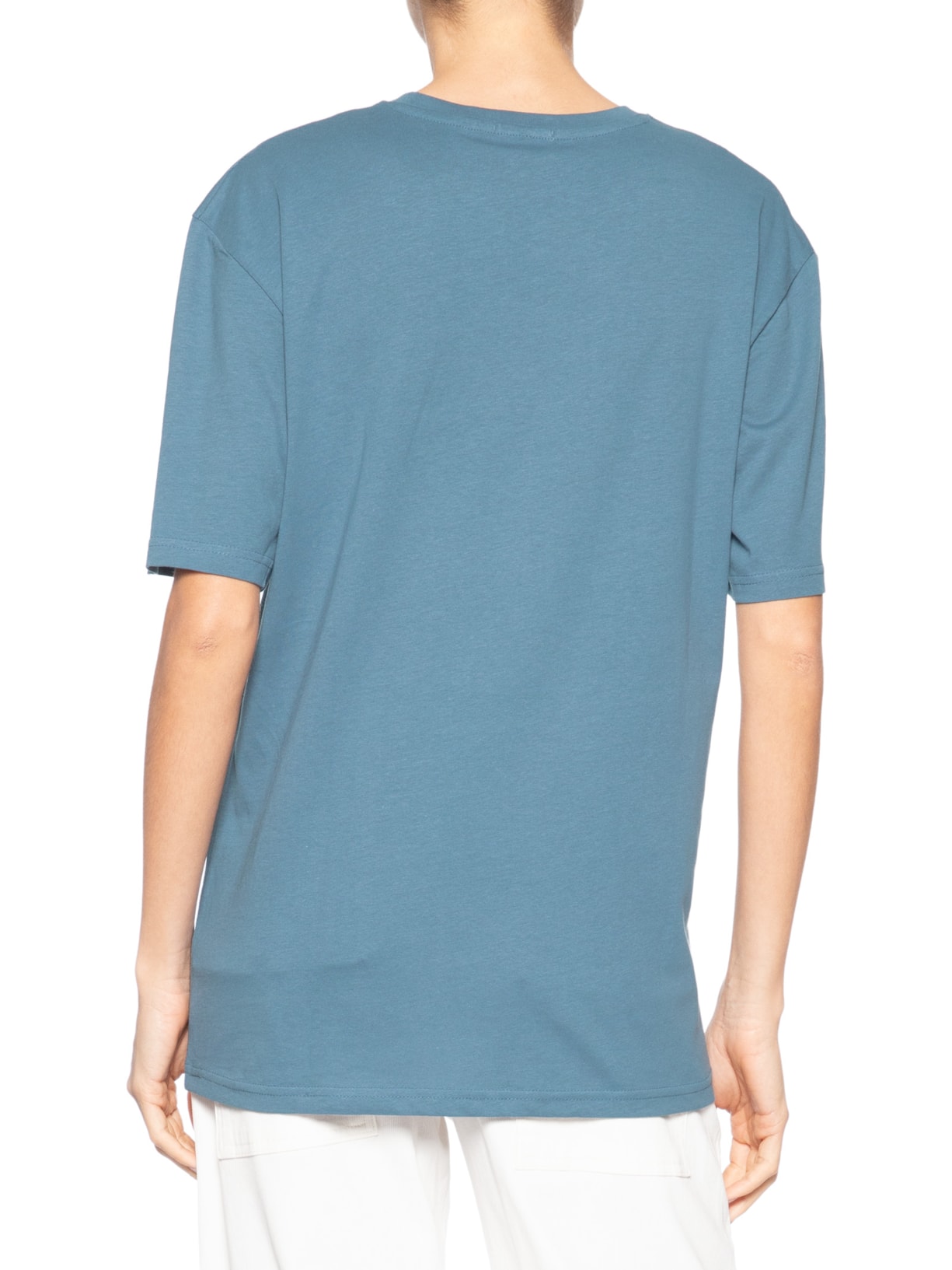 Camiseta Feminina Oversized Manga Curta Azul Basiq
