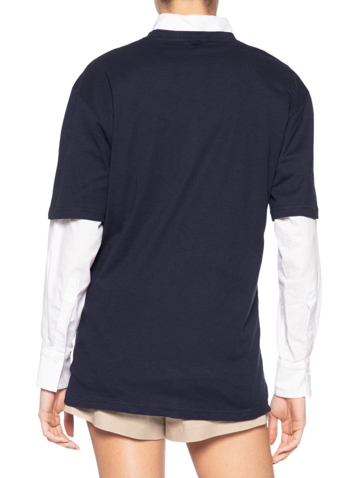 Camiseta Feminina Oversized Manga Curta Azul Basiq