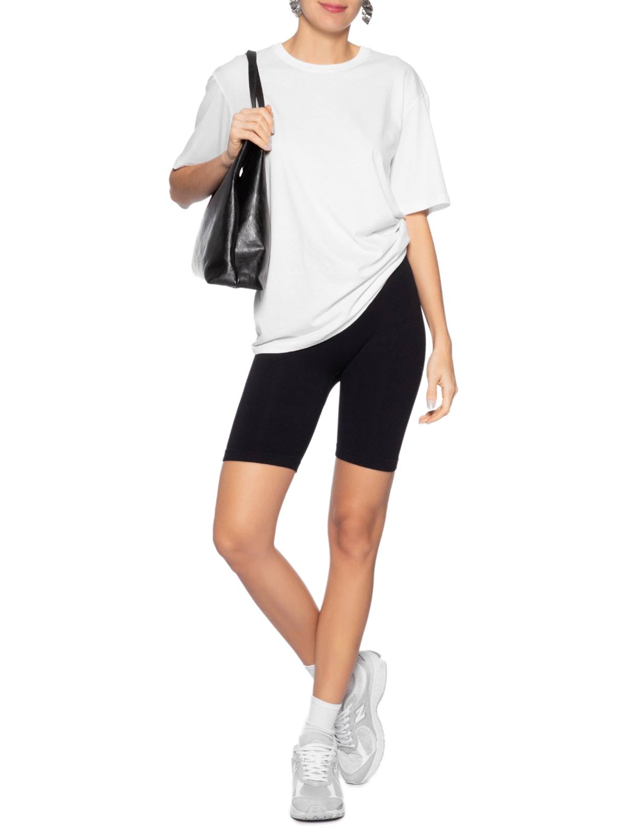 Camiseta Feminina Oversized Manga Curta Branco Basiq