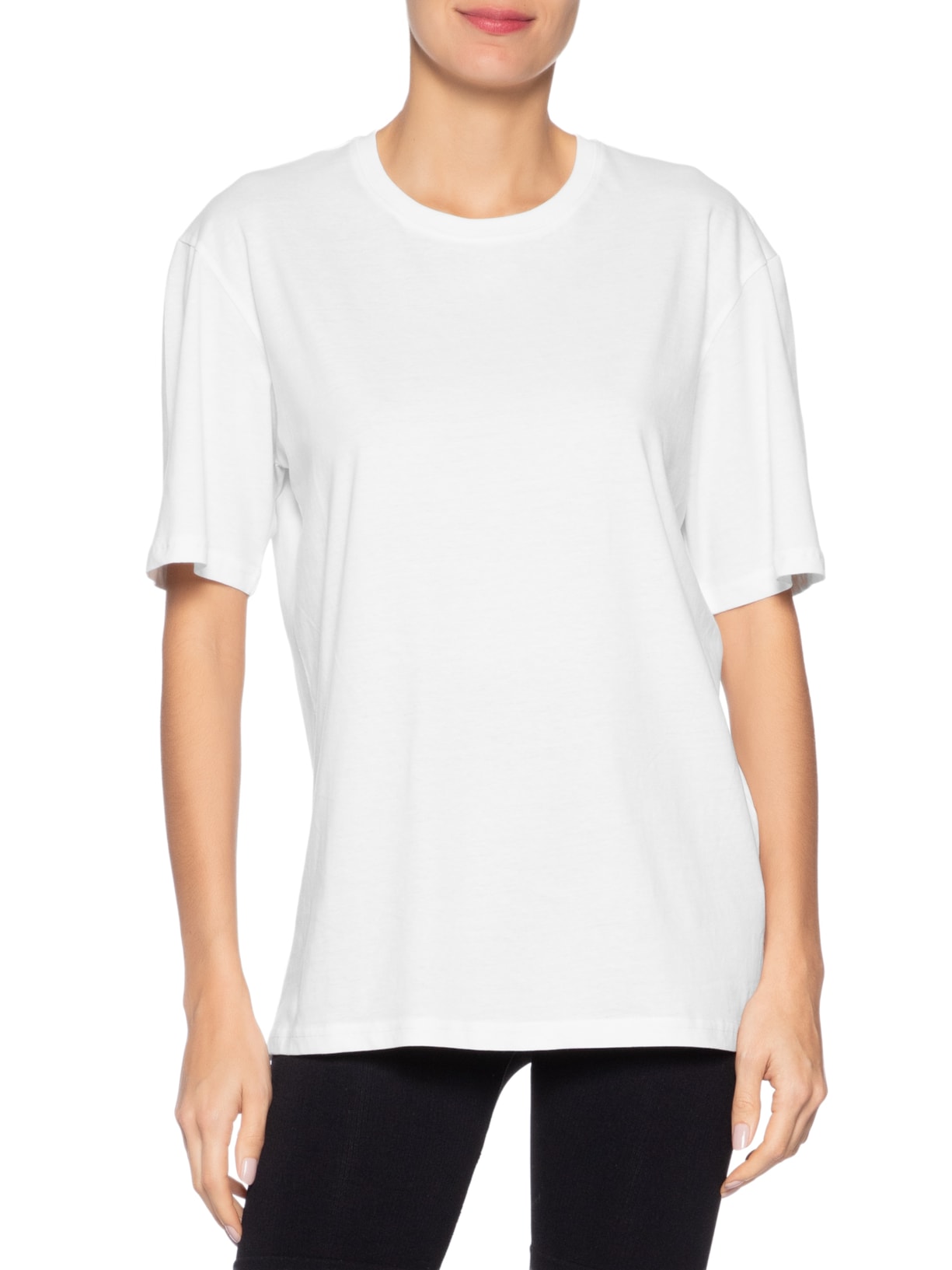Camiseta Feminina Oversized Manga Curta Branco Basiq