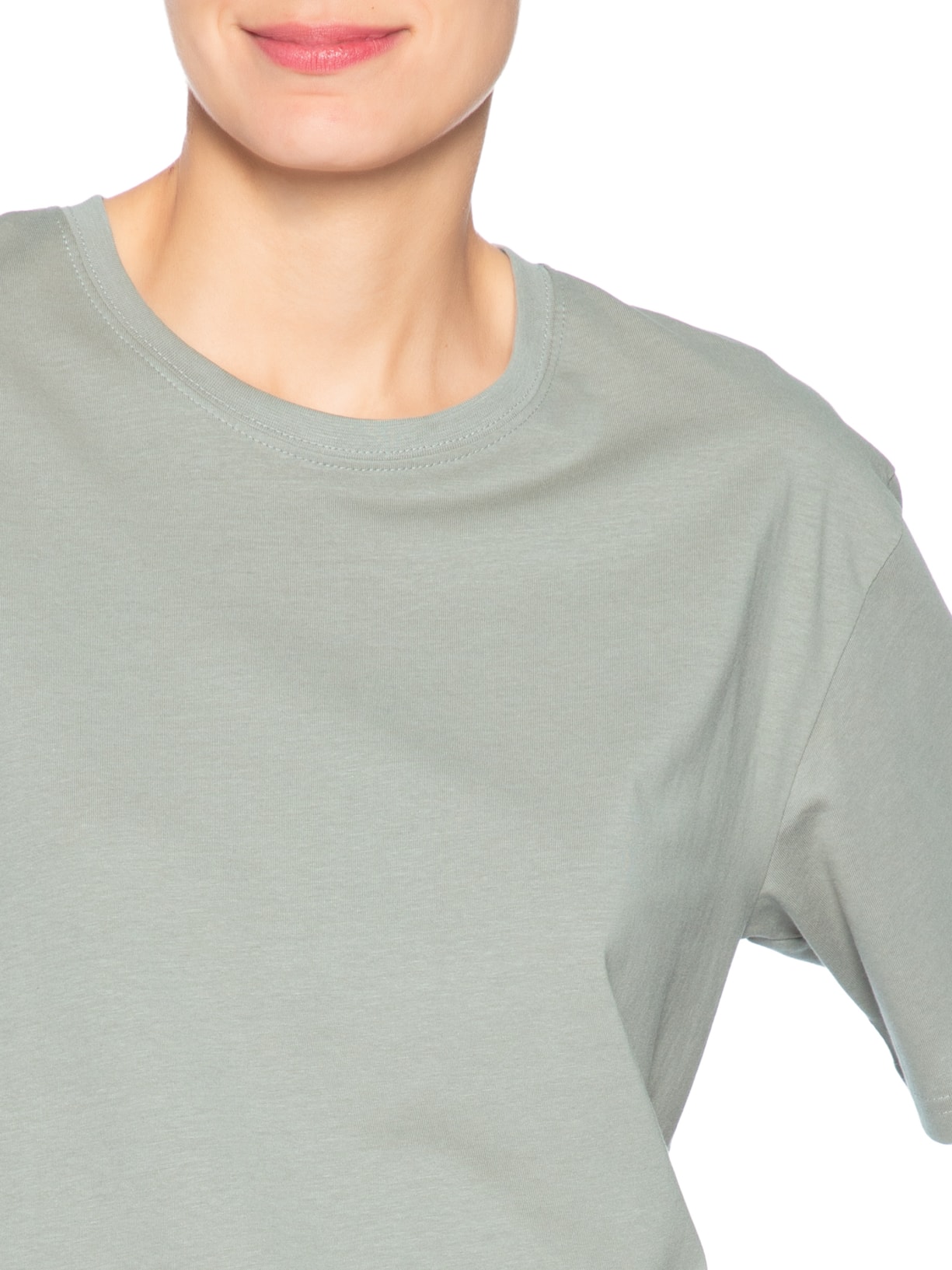 Camiseta Feminina Oversized Manga Curta Cinza Basiq