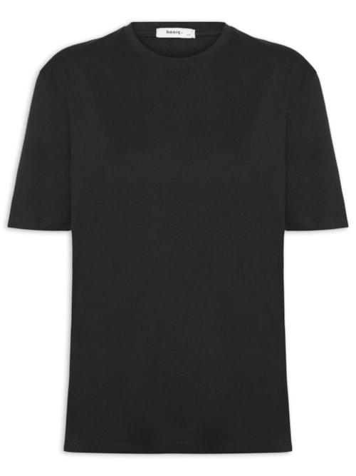 Camiseta Feminina Oversized Manga Curta - Preto