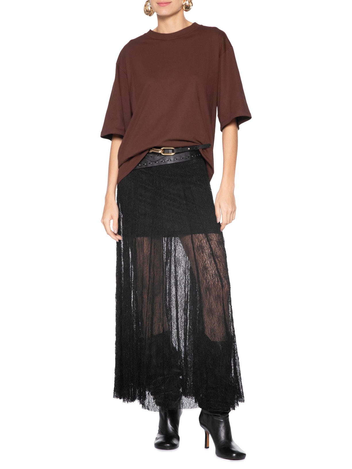 Camiseta Feminina Oversized Marrom Market 33