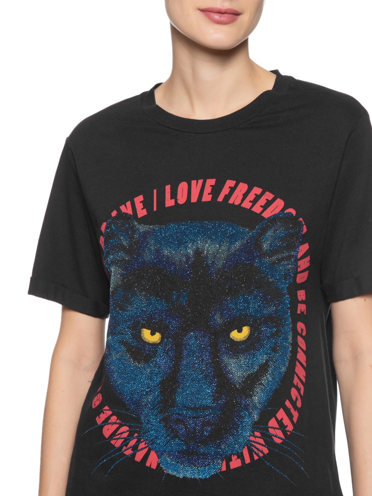 Camiseta Feminina Pantera Bright Preto Animale Jeans