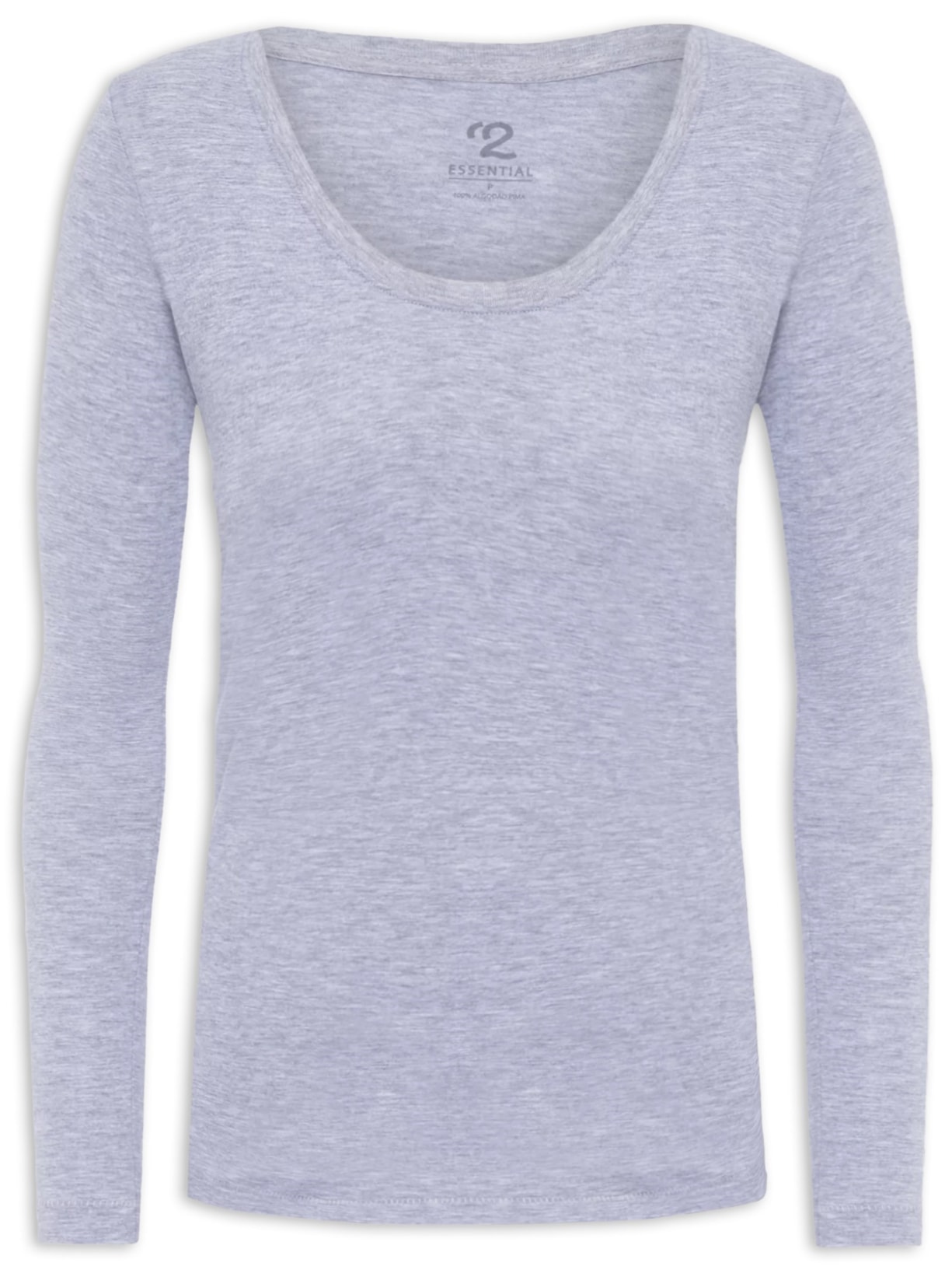 Camiseta Feminina Pima Berlim Decote U Cinza '2Essential