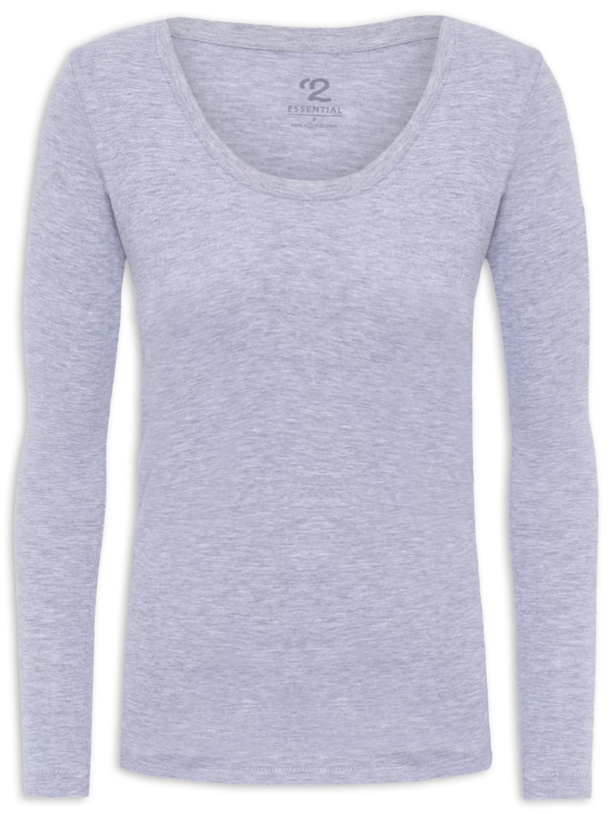 Camiseta Feminina Pima Berlim Decote U Cinza '2Essential
