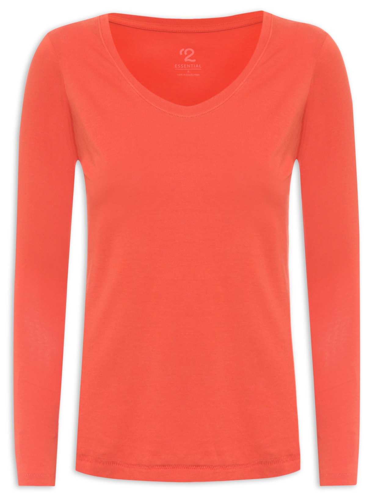 Camiseta Feminina Pima Berlim Decote U - Laranja