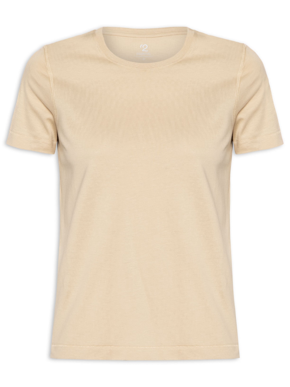 Camiseta Feminina Pima Manga Curta Decote Redondo - Bege