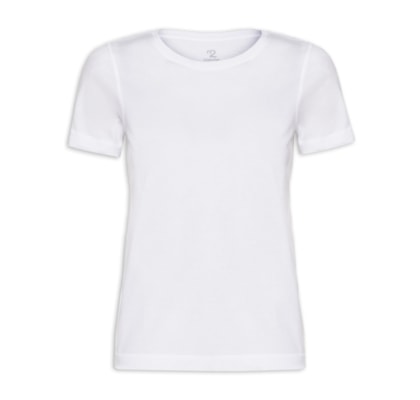 Camiseta Feminina Pima Manga Curta Decote Redondo - Branco