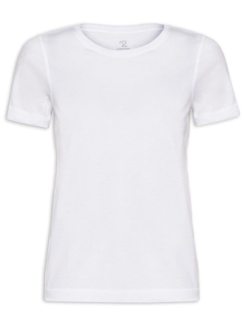 Camiseta Feminina Pima Manga Curta Decote Redondo - Branco