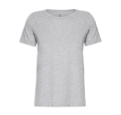 Camiseta Feminina Pima Manga Curta Decote Redondo - Cinza