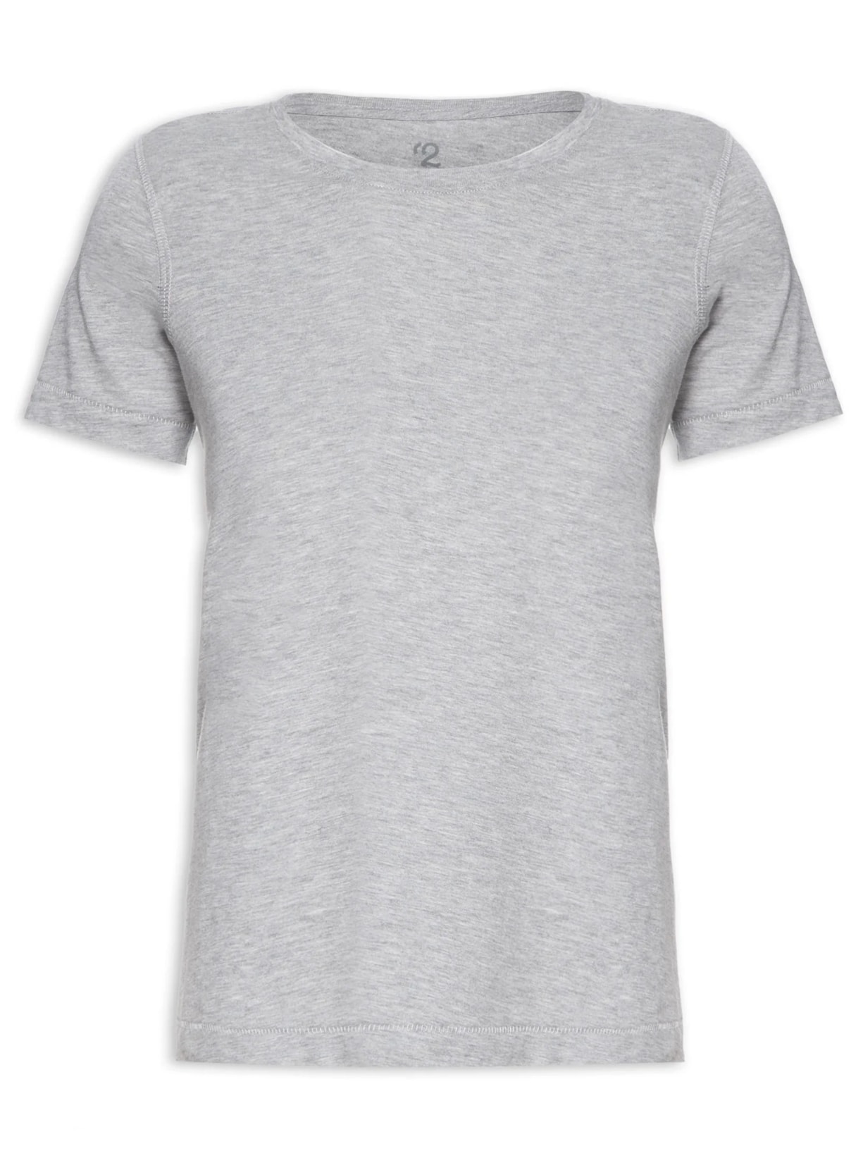 Camiseta Feminina Pima Manga Curta Decote Redondo - Cinza