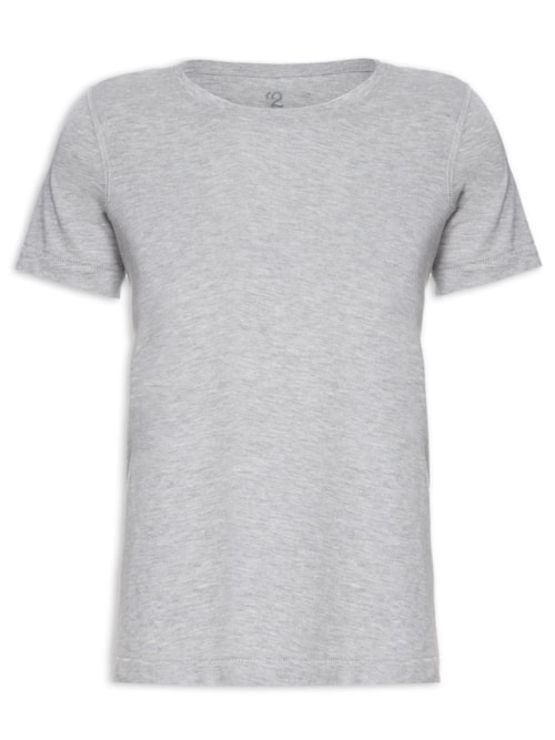 Camiseta Feminina Pima Manga Curta Decote Redondo - Cinza