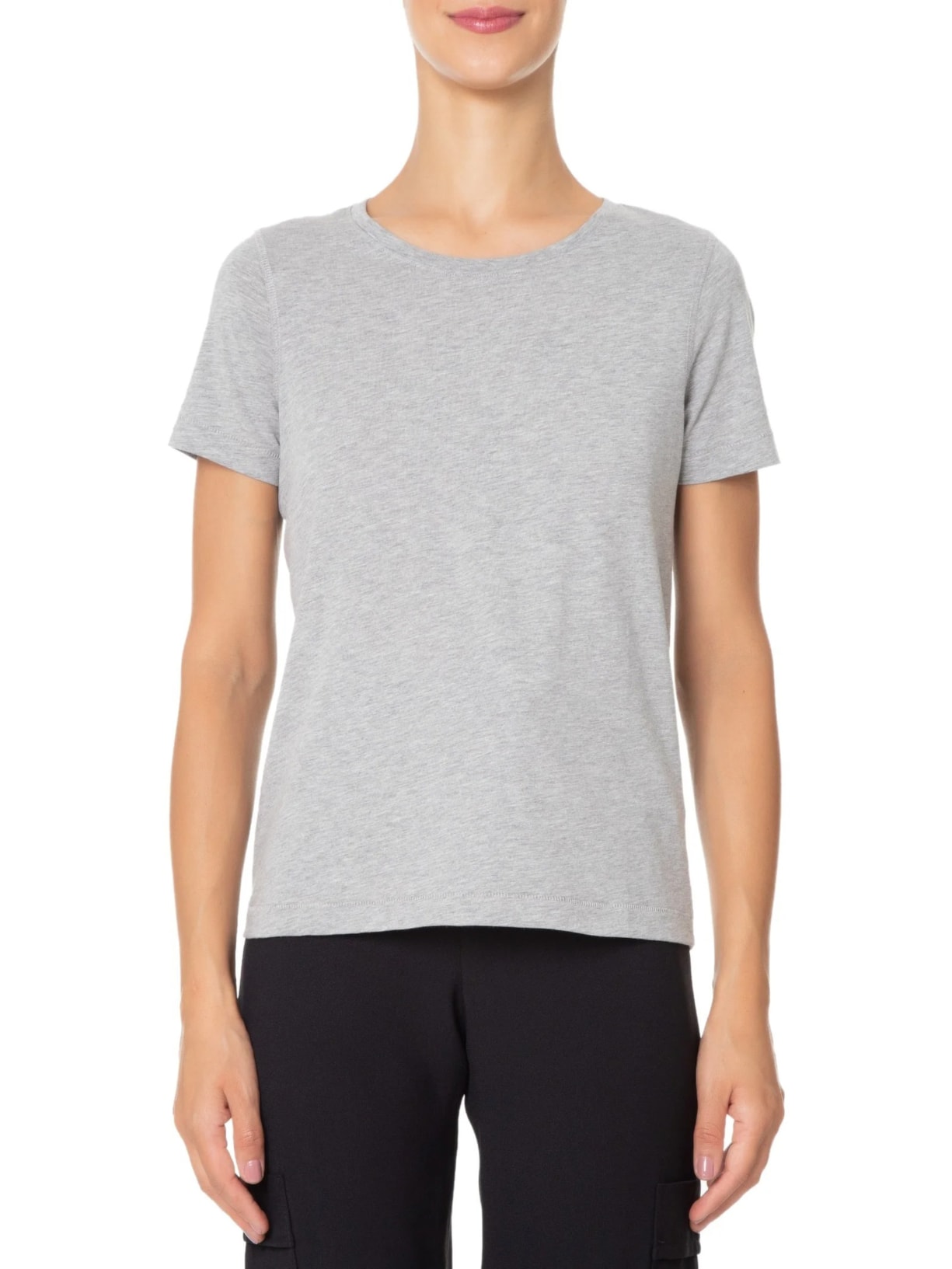 Camiseta Feminina Pima Manga Curta Decote Redondo Cinza '2Essential