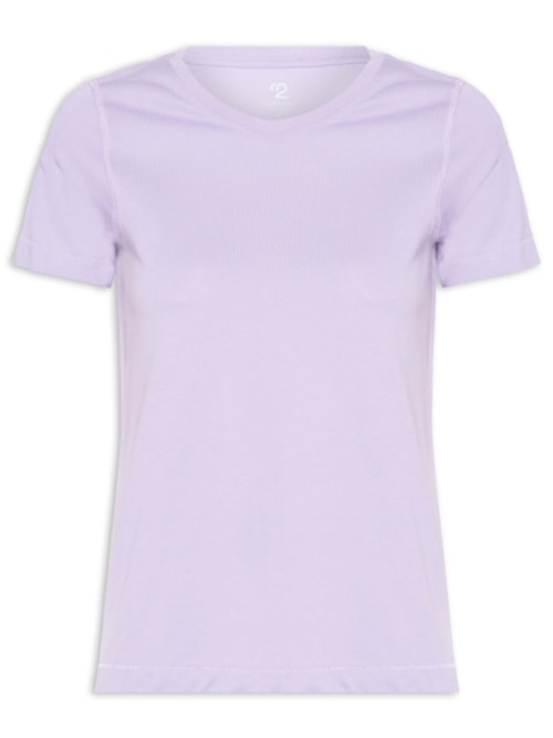 Camiseta Feminina Pima Manga Curta Decote Redondo - Lilás