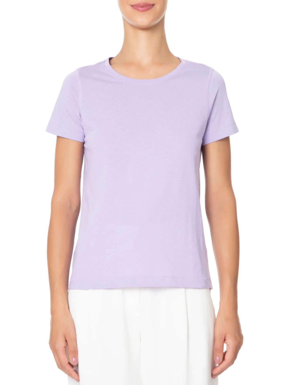 Camiseta Feminina Pima Manga Curta Decote Redondo Lilás '2Essential