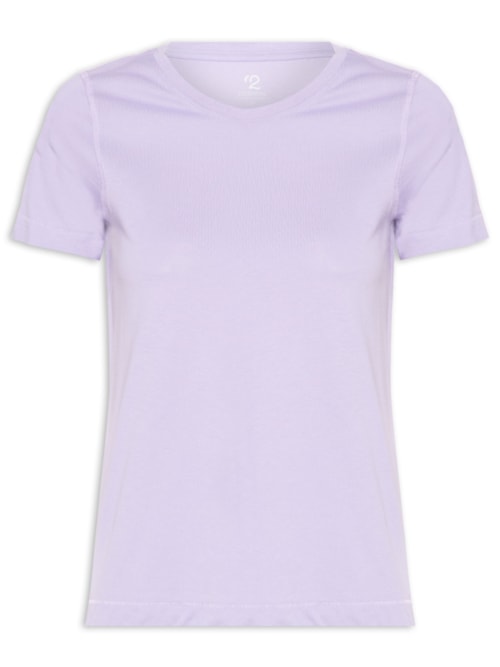 Camiseta Feminina Pima Manga Curta Decote Redondo - Lilás