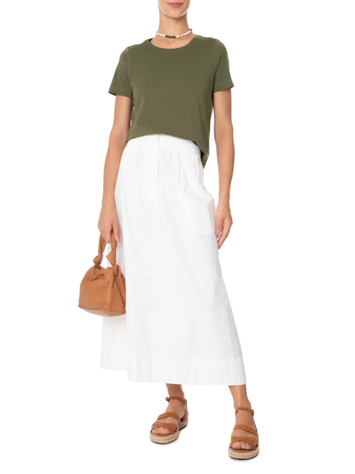 Camiseta Feminina Pima Manga Curta Decote Redondo Verde '2Essential