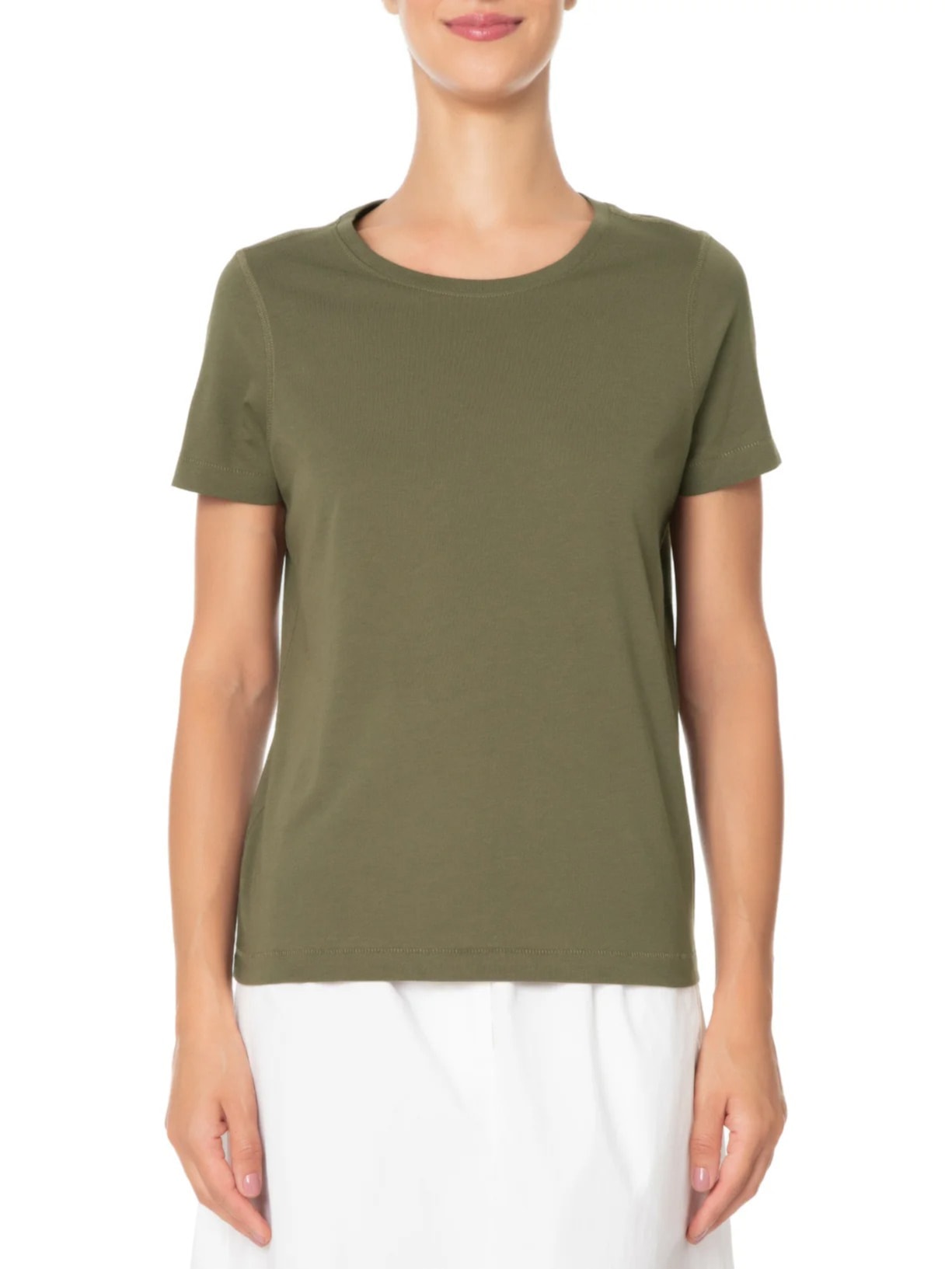 Camiseta Feminina Pima Manga Curta Decote Redondo Verde '2Essential