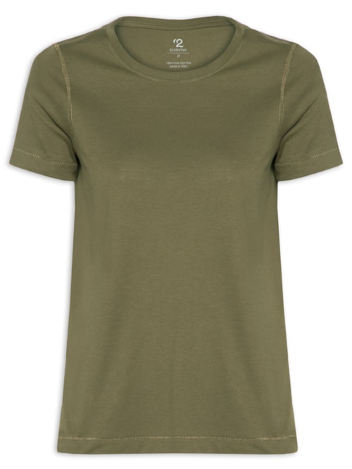 Camiseta Feminina Pima Manga Curta Decote Redondo - Verde