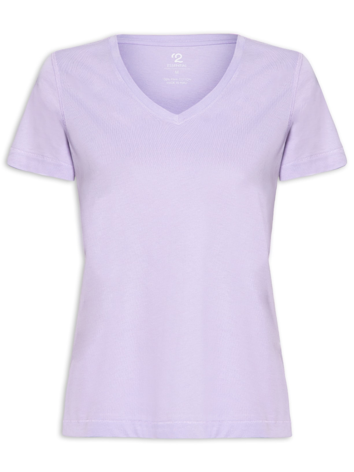 Camiseta Feminina Pima Manga Curta Decote V - Lilás