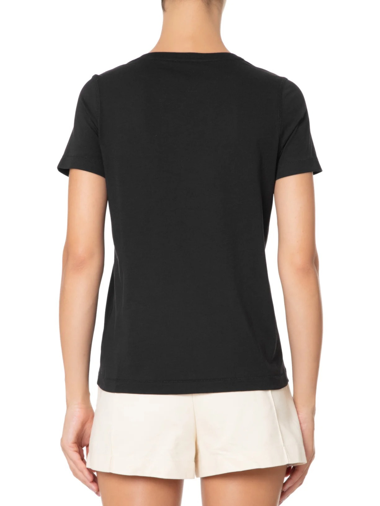 Camiseta Feminina Pima Manga Curta Decote V Preto '2Essential