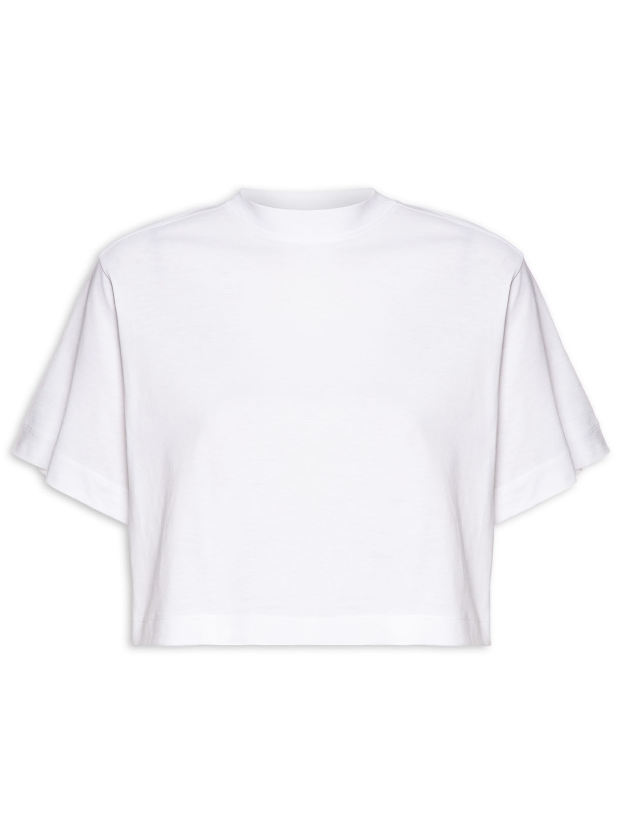 Camiseta Feminina Pima Manga Curta Gola Alta - Branco