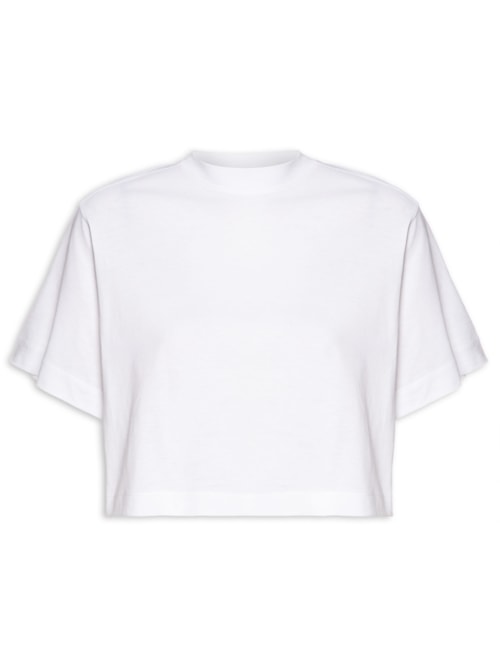 Camiseta Feminina Pima Manga Curta Gola Alta - Branco