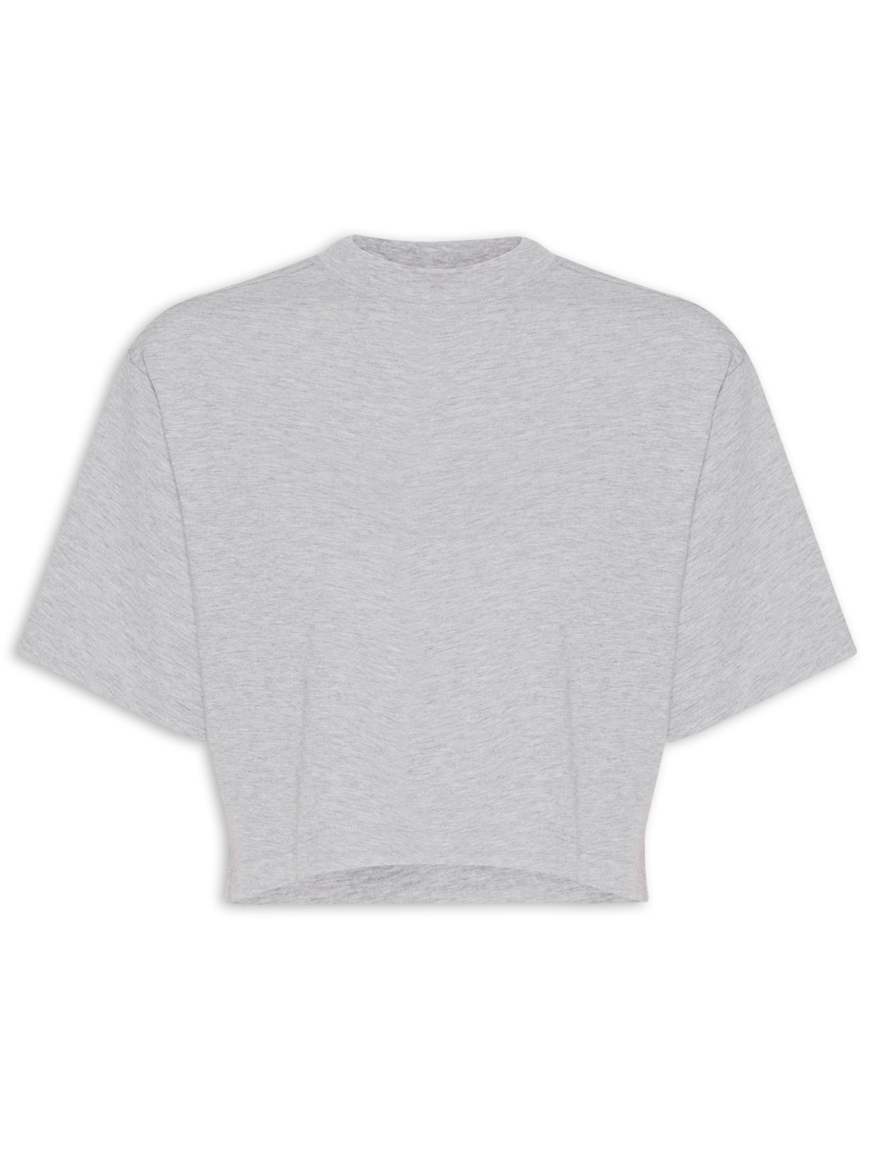 Camiseta Feminina Pima Manga Curta Gola Alta - Cinza