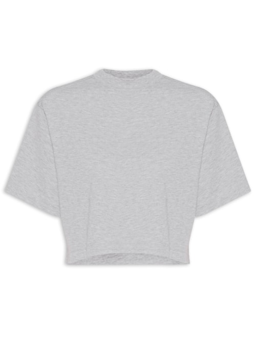 Camiseta Feminina Pima Manga Curta Gola Alta - Cinza