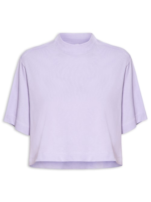 Camiseta Feminina Pima Manga Curta Gola Alta - Lilás