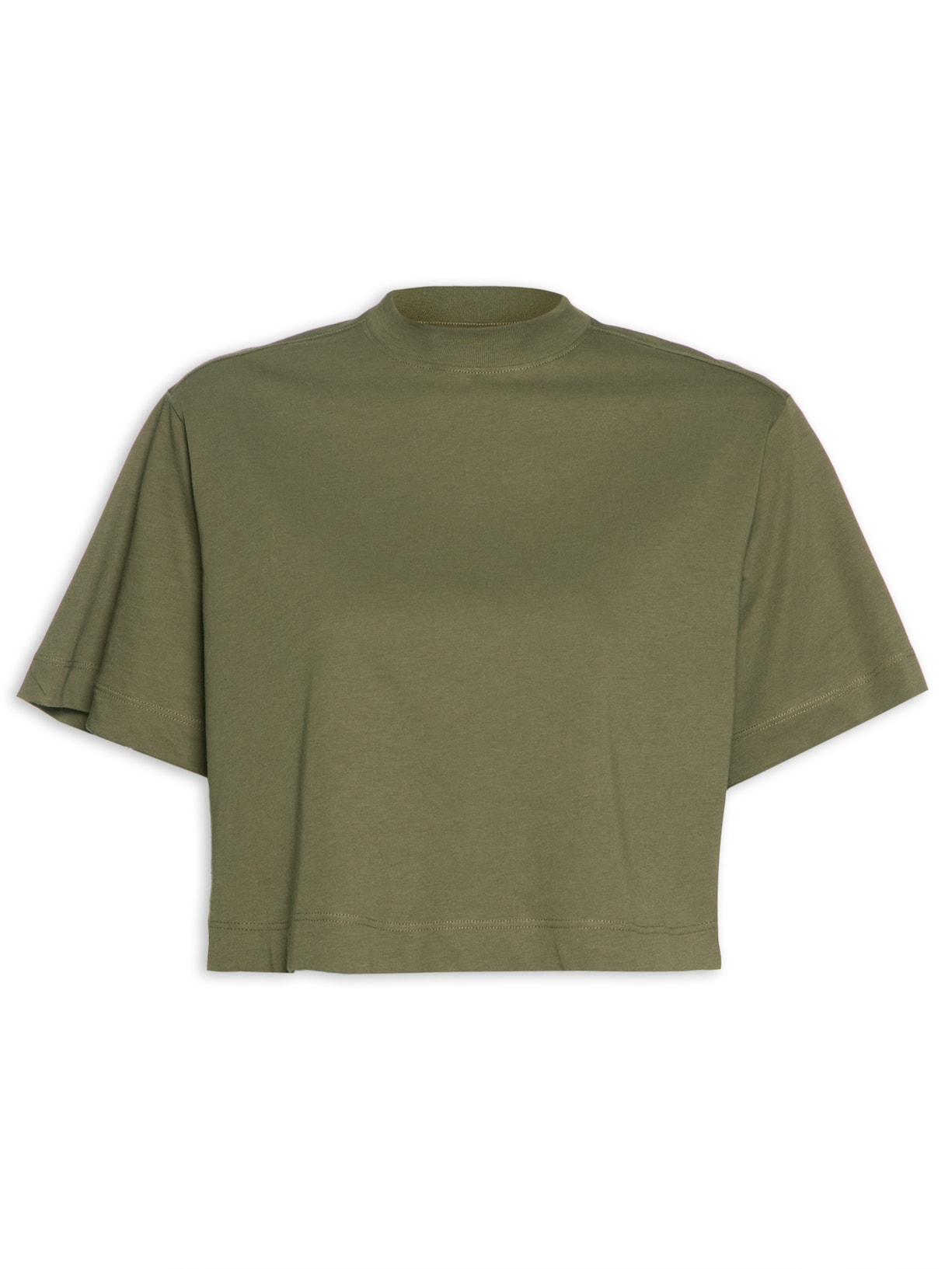 Camiseta Feminina Pima Manga Curta Gola Alta - Verde